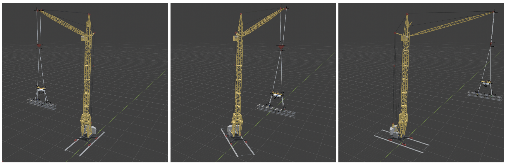 Crane rotating to 90 degrees